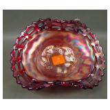 Fenton Red 2 Row Open Edge Basket W/ 2 Sides Up