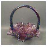 Fenton Lavender Iridised Peacock & Dahlia Basket