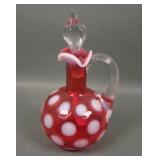 Fenton Cranberry Opal Coin Dot Cruet