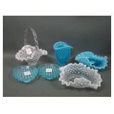 Lot of Six Fenton Hobnail Glass Items