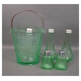 Lot of Five Elegant/ Depression Era Green Glass