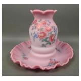Fenton FACGA Blue Burmese Decorated Fairy Lamp