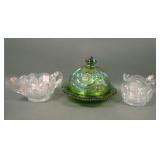 Three LE Smith Aztec Carnival Glass Items