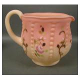 Fenton Burmese Beaded Melon Rib Decorated Pitcher