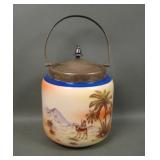 Vintage Czech Desert Scene Covered Biscuit Jar