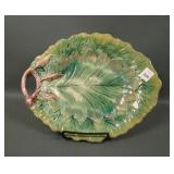 Vintage English Majolica Begonia Handled Tray