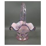 Fenton Pink Opal Iridised Purple Crest Basket