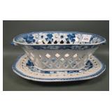 Rogers Flow Blue Reticulated Chesnut Basket/ Tray