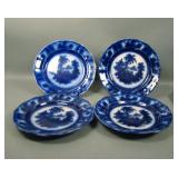 4 W, Adams England Kyber Flow Blue Oriental Plates