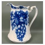 W. Adams English Flow Blue "Vine" Water Pitcher