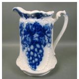 W. Adams English Flow Blue "Vine" Milk Pitcher