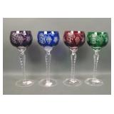 4 AJAK Hungary Czech Cut to Clear Crystal Wine