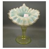 Vaseline Opal JIP Crimped Vase