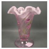Fenton Pink Opal Decorated 100th Anniversay Vase