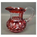 Czech Cranberry Cut to Clear Crystal Creamer