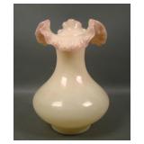 Vintage Fenton Glossy Burmese Tri Cornered Vase