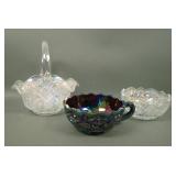 Three LE Smith Contemporary Carnival Glas Items