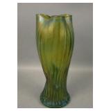 Czech Bohemian Pinched Swirl Art Glass Vase