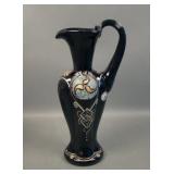 Fenton Glossy Ebony Celtic Melon Rib Pitcher
