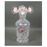 Fenton French Opal Lattice Decorated Vase