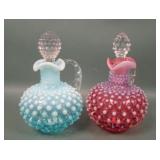 2 Vintage Fenton Opal Hobnail Cruets