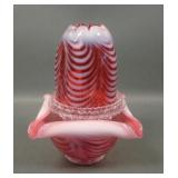 Fenton Cranberry Opal  Drape Optic Fairy Lamp