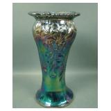 Eda Glasbruk Blue  Floral and Sunburst Vase