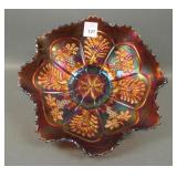 Fenton Amethyst Peacock & Grape Ruffled Bowl