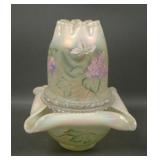 Fenton Vaseline Opal Curtain Optic Fairy Lamp