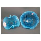Two Piece Vintage Fenton Blue Opal Items