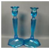 Fenton Celeste Blue # 449 Colonial Candlesticks