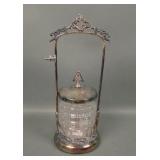 Victorian Pickle Castor in Silverplate Frame