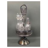 Victorian Condiment Set in Silver Plate Frame