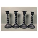 Four Tiffin Satin Ebony Spiral Twist Candlesticks