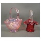 Two LE Smith and Fenton Glass Baskets
