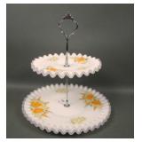 1978 Fenton Decorated Satin Glass Tis Bit Tray