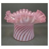 Fenton Cranberry Opal Swirl Optic Crimped Hat