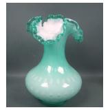 Fenton Apple Green Overlay Bubble Optic Vase