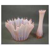 Fostoria Pink Opal MCM Vases