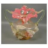 Stevens & Williams Vaseline Floral Decorated Vase
