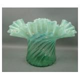 Lg Fenton Green Opal Urnauim Swirl Optic Hat