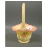 Vintage Fenton Burmese Miniature Decorated Basket