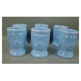 6 Mosser Dahlia lDelphite Blue Iridised Tumblers