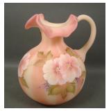 Fenton Satin Burmese Decorated Pitcher