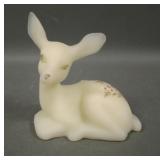 Vintage Fenton Satin Custard Deer Figure