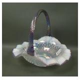 Fenton Iridised Hobnail Lavender Crest Basket