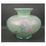 Fenton Sea Mist Green Iridised Decorated Vase