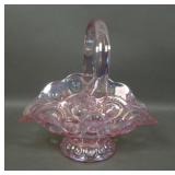 LE Smith Pink Iridised Moon & Stars Handled Basket