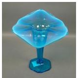 Dugan Blue Opal Wheel Cut JIP Vase
