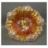 Beautiful Dk Marigold Rose Pinwheel Ruffled Bowl